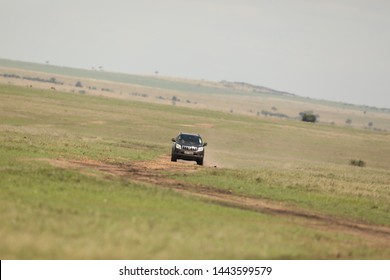 Aerial View Jeep At Masai Mara National Park Kenya Africa 4th May 2019