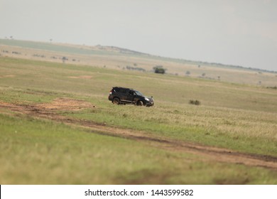 Aerial View Jeep At Masai Mara National Park Kenya Africa 4th May 2019