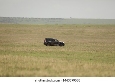 Aerial View Jeep At Masai Mara National Park Kenya Africa 4th May 2019