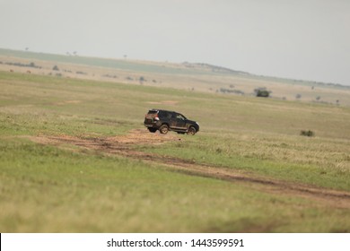 Aerial View Jeep At Masai Mara National Park Kenya Africa 4th May 2019