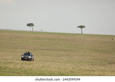 Aerial View Jeep At Masai Mara National Park Kenya Africa 4th May 2019