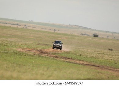 Aerial View Jeep At Masai Mara National Park Kenya Africa 4th May 2019