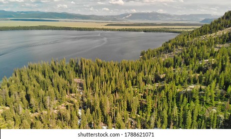 Aerial View Of Jenny Lake In Grand Teton National Park.