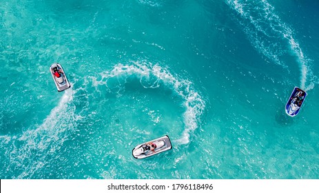 Aerial view of Jet Ski, Tropical Ocean Maldives island summer vacation - Shutterstock ID 1796118496