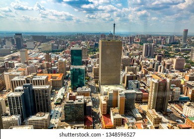 Aerial View Of Johannesburg City  Skyline , Gauteng Province. Cityscape 