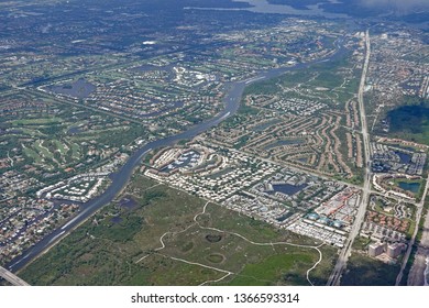 Aerial View Of The Juno Beach Dunes Natural Area, With The Surrounding Neighborhoods Of The Bluffs, And The Intracoastal Waterway North Of Donald Ross Road.