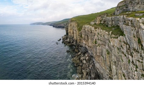 Aerial View Of Jurassic Coast Cliffs In Dorset, South West England 