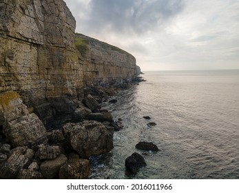 Aerial View Of Jurassic Coast Cliffs In Dorset, South West England 