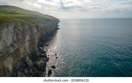 Aerial View Of Jurassic Coast Cliffs In Dorset, South West England 