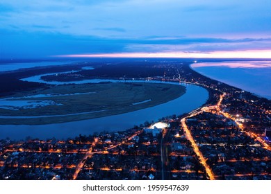 Aerial view of Jurmala along Lielupe river sunset twilight - Shutterstock ID 1959547639