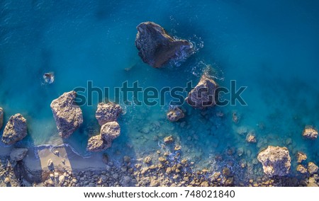 Aerial view of Kalamitsi beach, Ionian Sea, Lefkada island, Greece. 