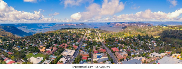 Aerial view of Katoomba and The Blue Mountains in Australia - Shutterstock ID 1670281495