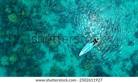 Image, Stock Photo Aerial view of kayaks in open waterc