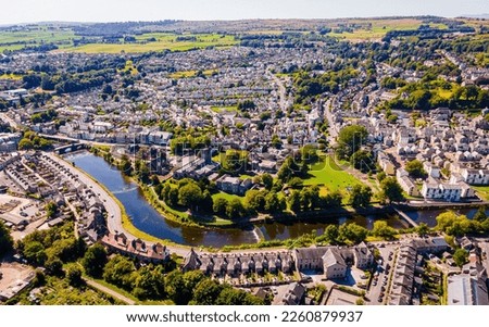Aerial view of Kendal in Lake District, a region and national park in Cumbria in northwest England, UK