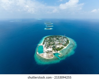 Aerial view of Kendhoo island, Baa Atoll, Maldives