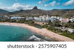 Aerial view of Kenting Baishawan beach and town on a sunny day in Taiwan