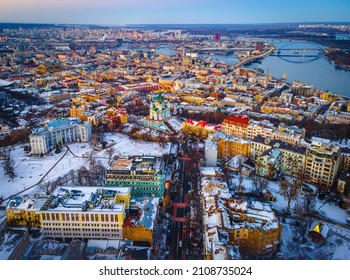 The Aerial View Of Kiev In Winter, Ukraine