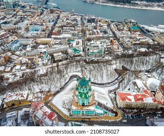 The Aerial View Of Kiev In Winter, Ukraine