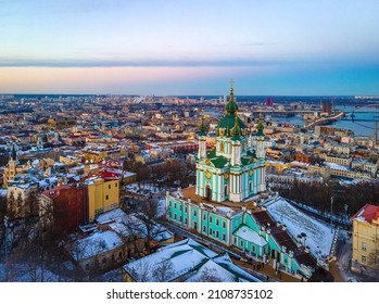 The Aerial View Of Kiev In Winter, Ukraine