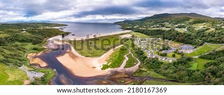Aerial view of the Killybegs GAA pitch at Fintra beach by Killybegs, County Donegal, Ireland