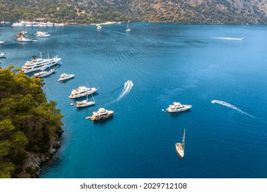 Aerial View Of Kleopatra Hammam Bay In Gocek, Fethiye, Turkey