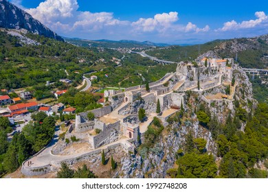 Aerial view of Klis fortress near Split, Croatia - Shutterstock ID 1992748208
