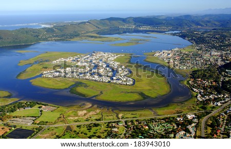 Aerial view of Knysna in the Garden Route, South Africa