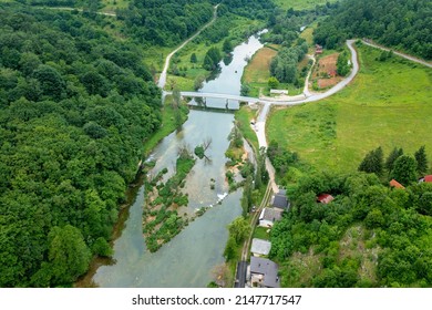 Aerial View Of The Korana River, Croatia