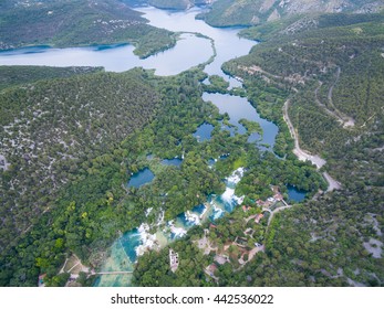 Aerial View Of Krka Waterfalls