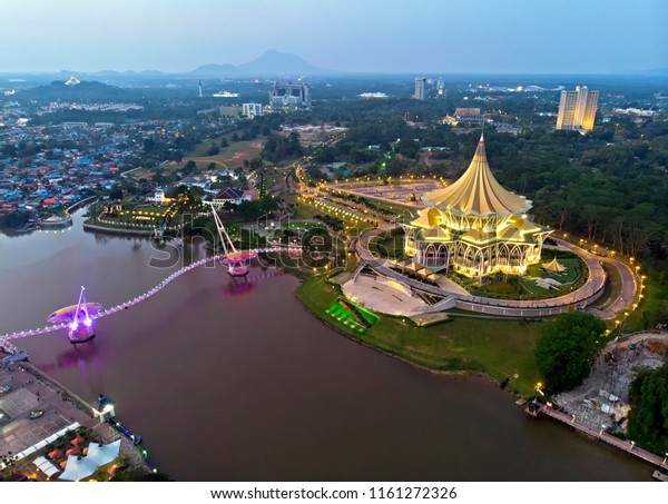 Aerial View Kuching City Waterfront Sarawak Stock Photo (Edit Now