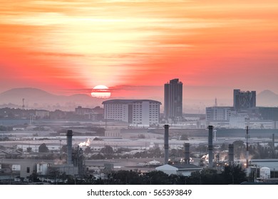 Aerial view of Laem Chabang at sunrise,Thailand Cityscape and Refinery zone. - Powered by Shutterstock