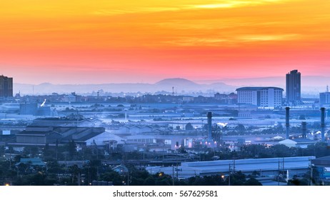 Aerial view of Laem Chabang at sunrise,Thailand Cityscape and Refinery zone. - Powered by Shutterstock