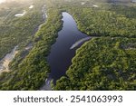 Aerial view of the lagoon at Tenacatita Bay, aerial view of Tenacatita beach, La Huerta, Jalisco, Costalegre, costa alegre