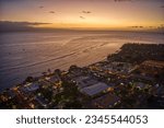 Aerial View of Lahaina, Hawaii at Dusk