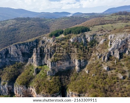 Aerial view of Lakatnik Rocks at Iskar river and Gorge, Balkan Mountains, Bulgaria