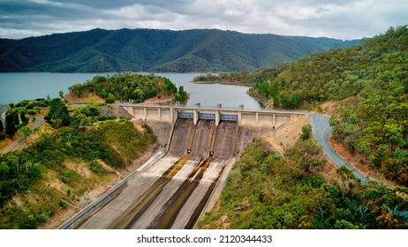 Aerial View Of The Lake Eildon Hydroelectric Infrastructure Dam And Surrounds