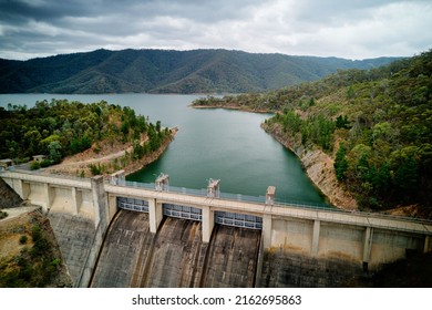 Aerial View Of The Lake Eildon Hydroelectric Infrastructure Dam And Surrounds