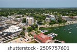 Aerial view of Lake Geneva, Wisconsin - USA.