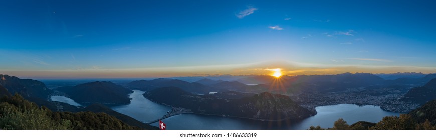 Aerial View Of Lake Lugano