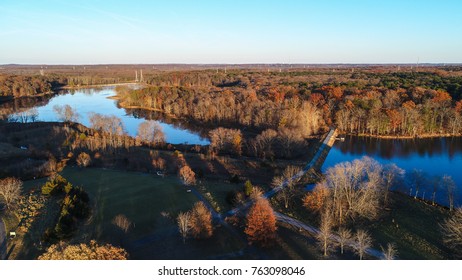 An Aerial View Of Lake Redington And The Surrounding Hiking Trails Of The Patuxent River In Laurel, Maryland.