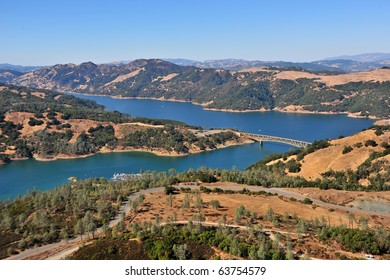 Aerial View Of Lake Sonoma Region In Northern California Wine Country