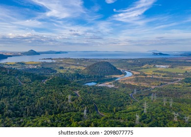 Aerial View Of Lake Taupo In New Zealand