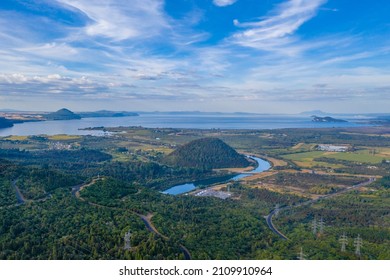 Aerial View Of Lake Taupo In New Zealand