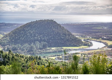 Aerial View Of Lake Taupo And River, New Zealand.