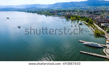 Aerial View Of Lake Zurich In Switzerland