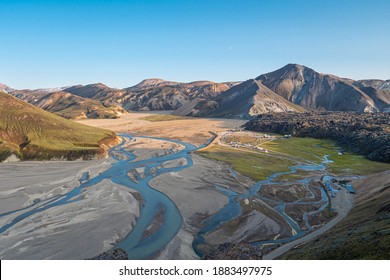 Aerial View Of Landmannalaugar Camp Site, Iceland