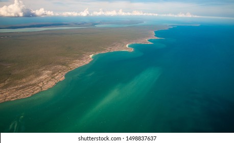 Aerial View And The Landscape At The Edge Of Northern Coast Of Australia Called Arafura Sea In Northern Territory State Of Australia.