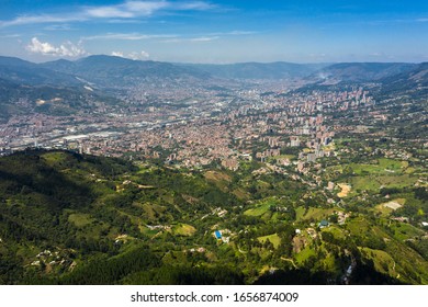 Aerial view of the landscape in Medellin, Colombia