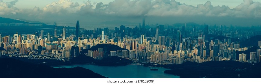 Aerial view of landscape in shenzhen city, China - Shutterstock ID 2178182009