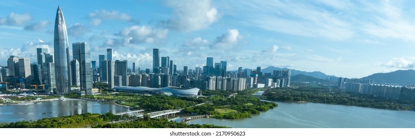 Aerial view of landscape in Shenzhen city,China - Shutterstock ID 2170950623